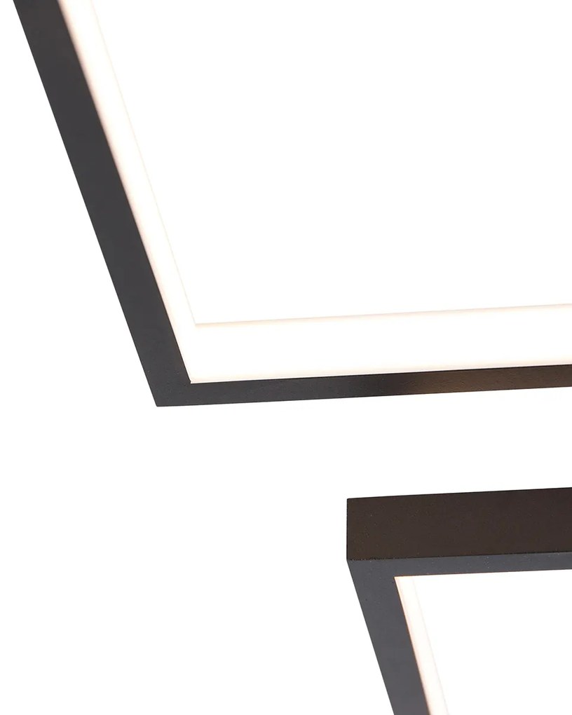 Candeeiro de teto preto com LED regulável em 3 níveis 4 luzes - Lejo Design