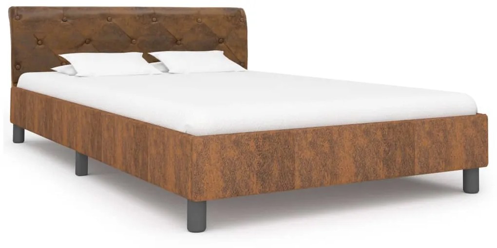 Estrutura de cama 120x200 cm camurça artificial castanho