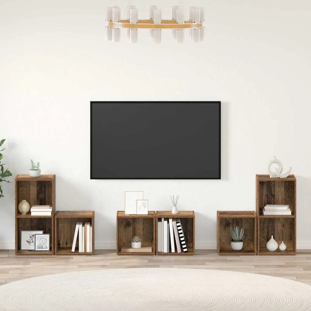 Conjunto de Estantes para TV 6 pcs Madeira Antiga