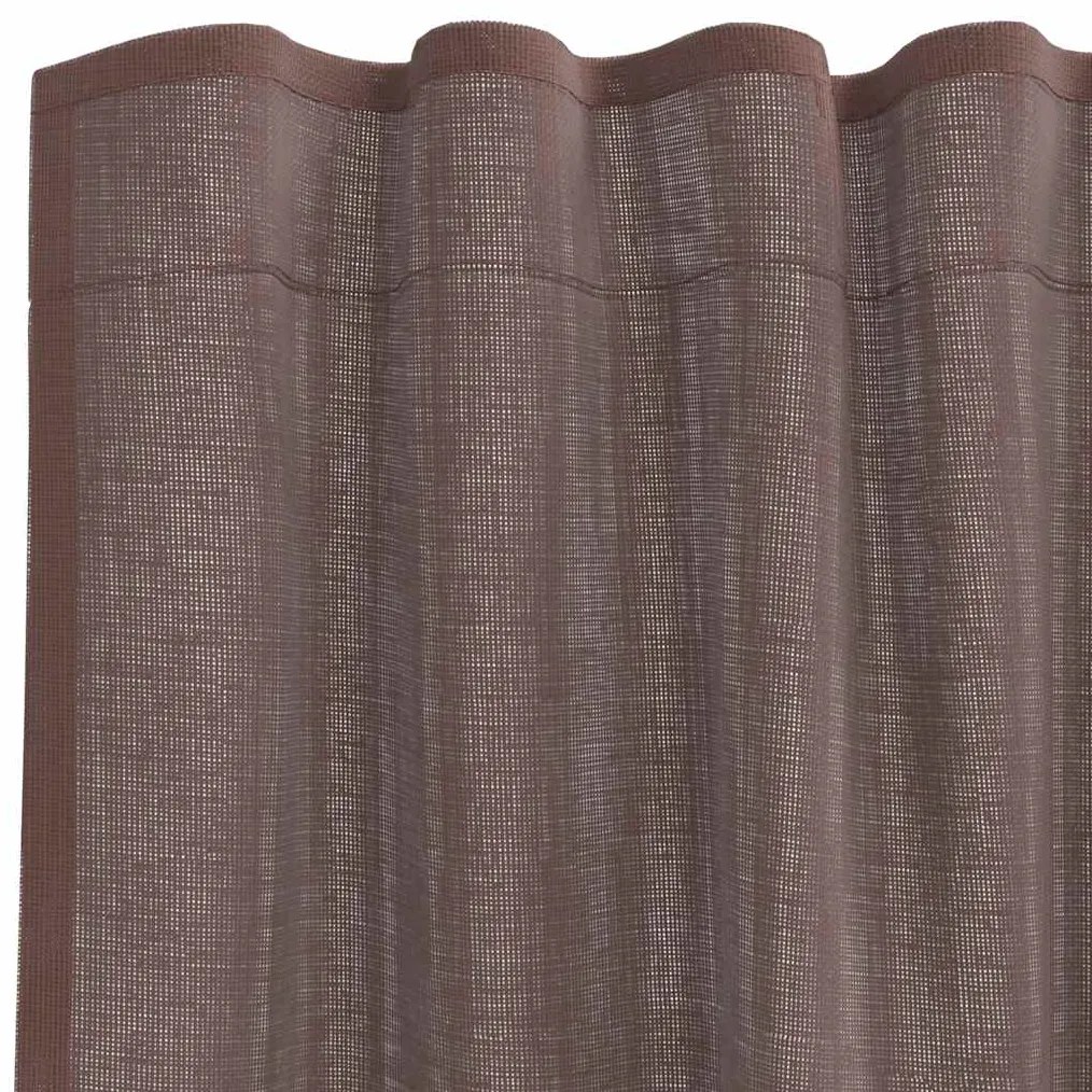 Cortinas de voile com aba 2 pcs castanho