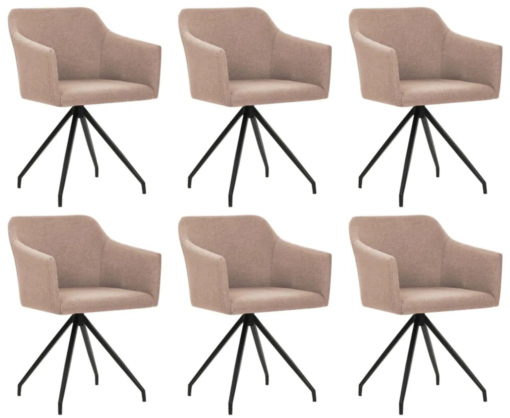 vidaXL Cadeiras de jantar giratórias 6 pcs tecido cinzento-acastanhado