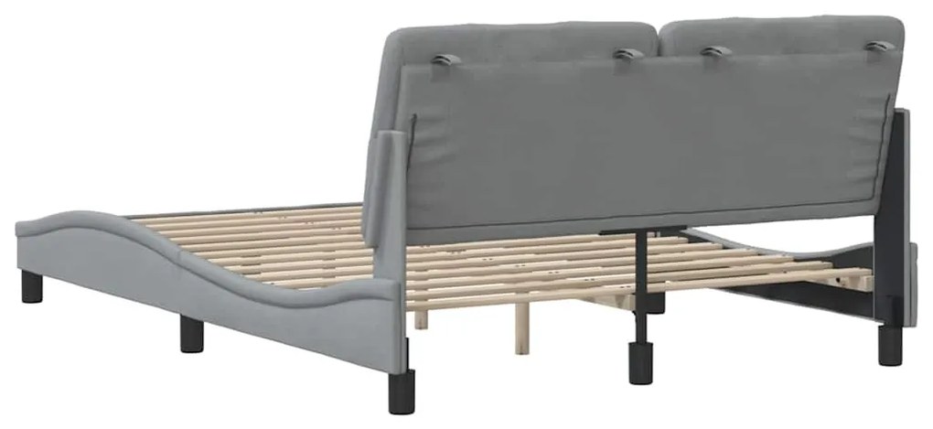 Estrutura de cama sem colchão 140x200 cm tecido cinzento-claro