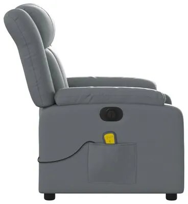 Poltrona de Massagens, Reclinável e Elétrica - Couro Artificial - Cinz
