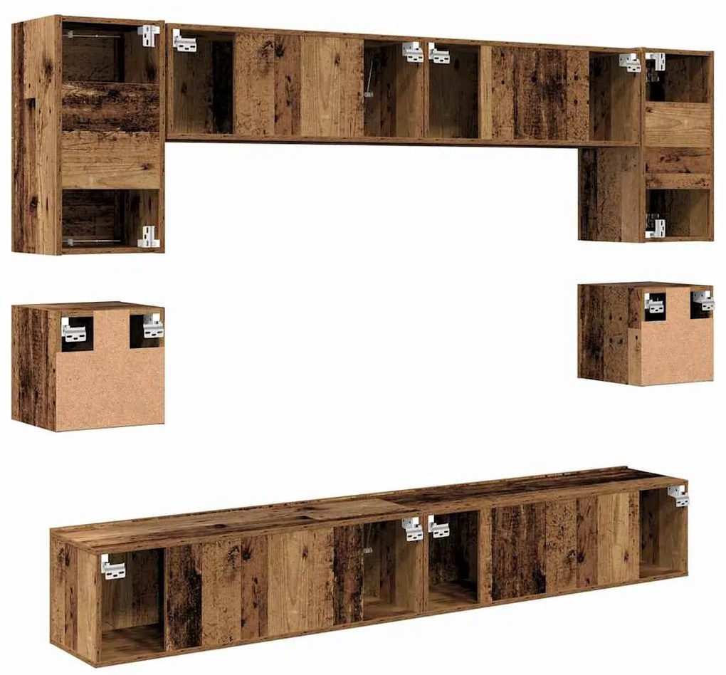 Conjunto de móvel de TV 8 pcs Madeira antiga 100 x 30 x 30 cm