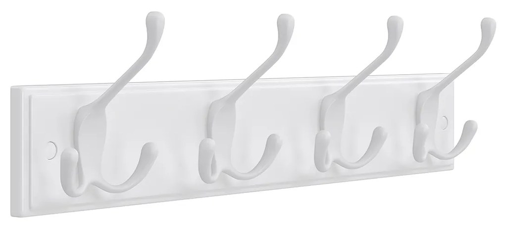 Cabideiro de parede com 4 ganchos triangulares para roupas e chaves | SONGMICS | 40 x 11 x 7 cm | branco | LHR30WT.