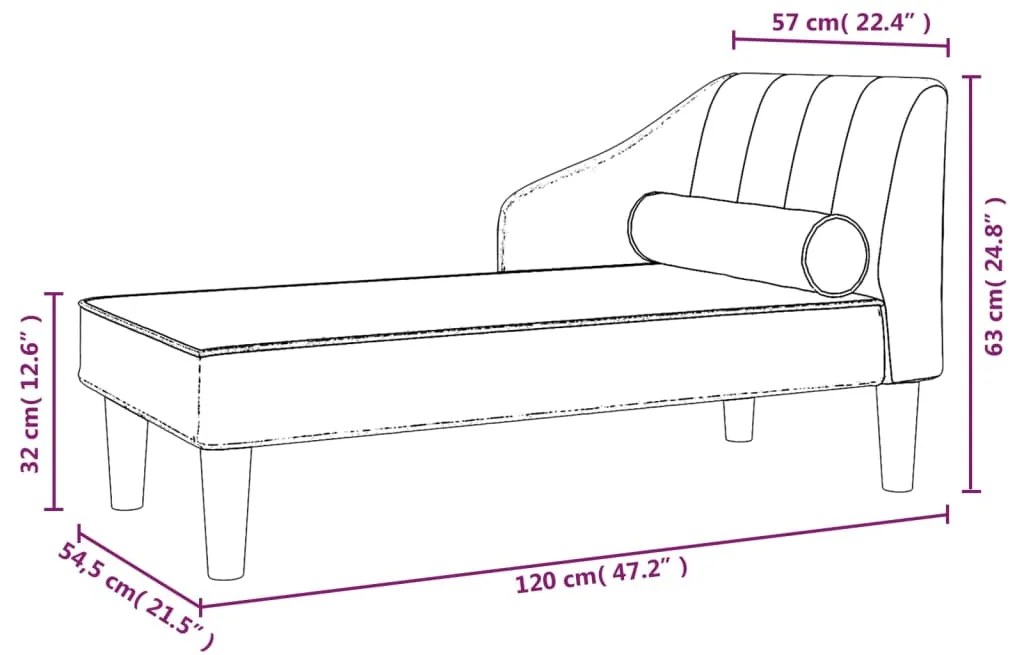 Chaise longue com rolo veludo preto