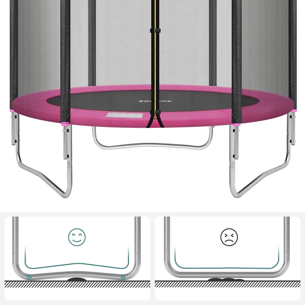 Trampolim de jardim redondo Ø 183 cm com rede de segurança Rosa