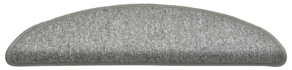 Tapete/carpete para degraus 15 pcs 56x17x3 cm cinza-claro