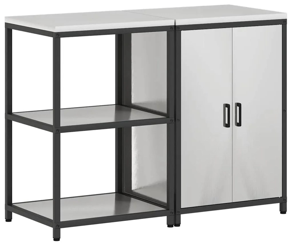 Conjunto de Armazenamento de Cozinha com prateleira 2 pcs Prata