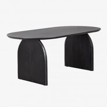 Mesa De Jantar Oval Em Madeira De Acácia (200x100 Cm) Bedum Preto Claro - Sklum