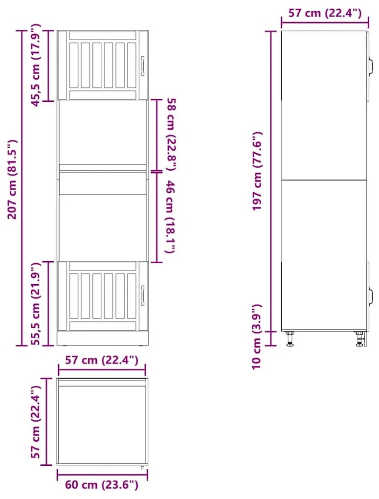 Armários forno 2pcs Kalmar derivados de madeira cinzento sonoma