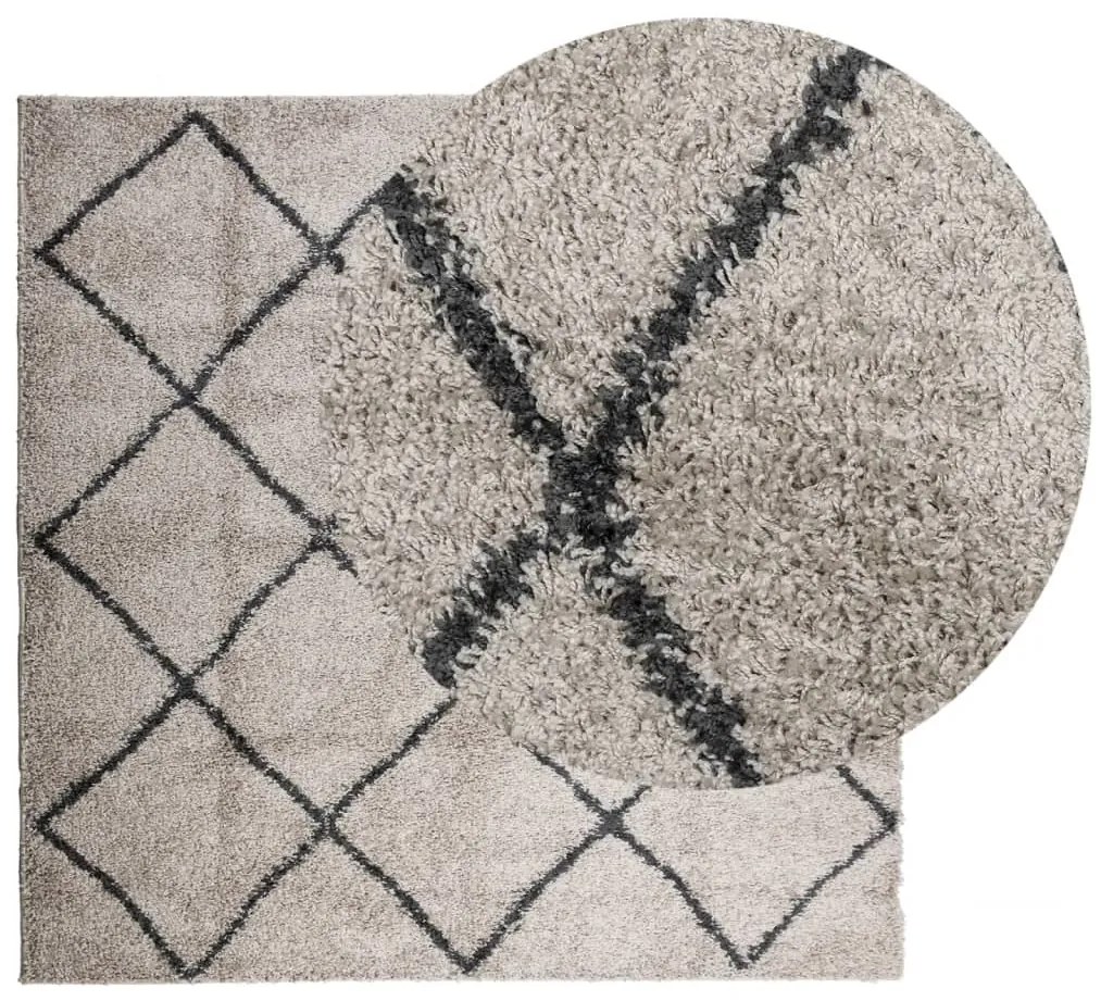 Tapete shaggy de pelo alto PAMPLONA 160x160 cm bege e antracite