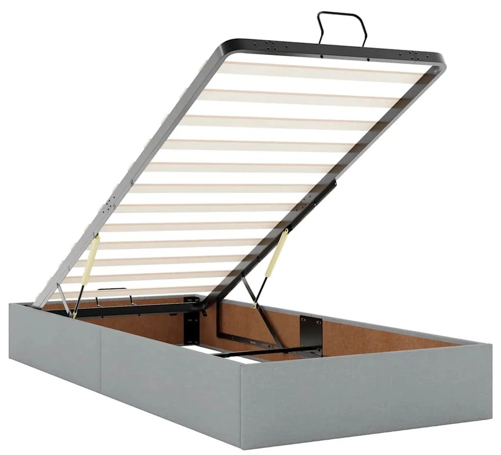 Estrutura de cama otomana sem colchão 90x200 cm cinzento claro