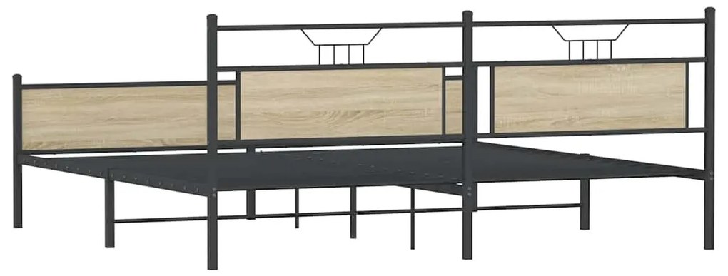 Estrutura de cama sem colchão 200x200cm metal carvalho sonoma