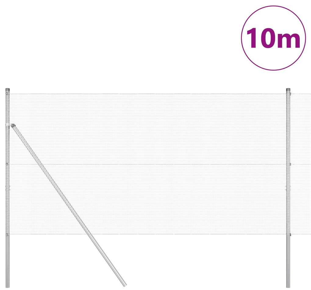 Cerca de Fio Soldado com 7 Postes 1.4x10 m Aço Galvanizado