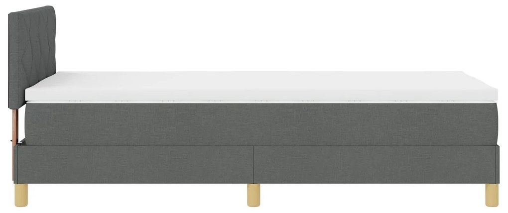 Cama Box Spring com Colchão & LED Cinza Escuro 90x200 cm Tecido