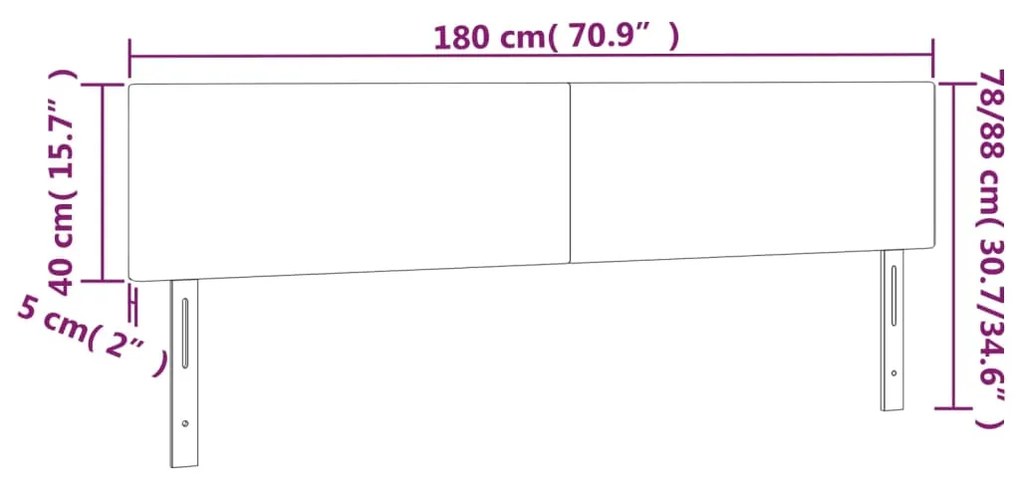 Cabeceira de cama c/luzes LED tecido 180x5x78/88cm cinza-escuro