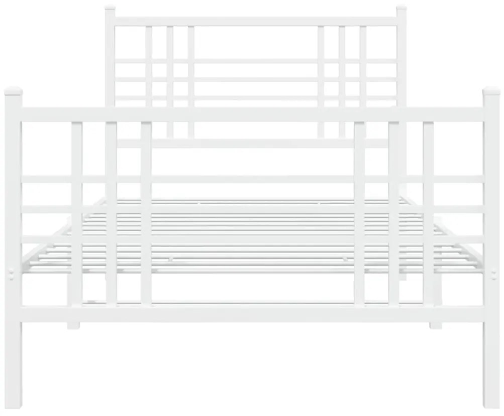 Estrutura de cama com cabeceira e pés 90x190 cm metal branco