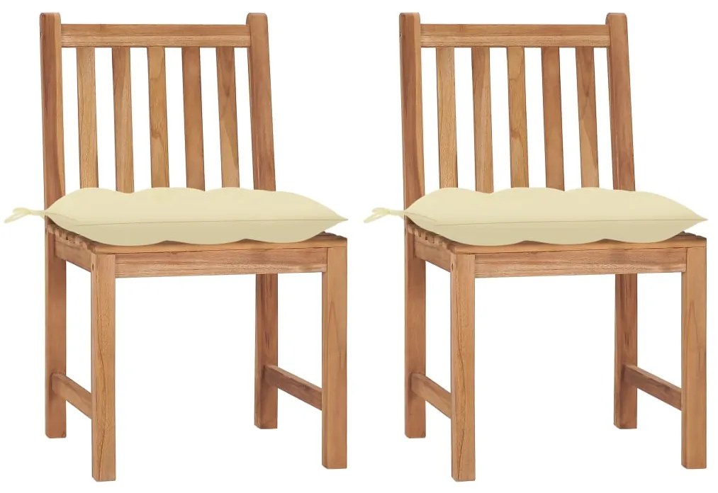 vidaXL Cadeiras de jardim c/ almofadões 2 pcs madeira de teca maciça