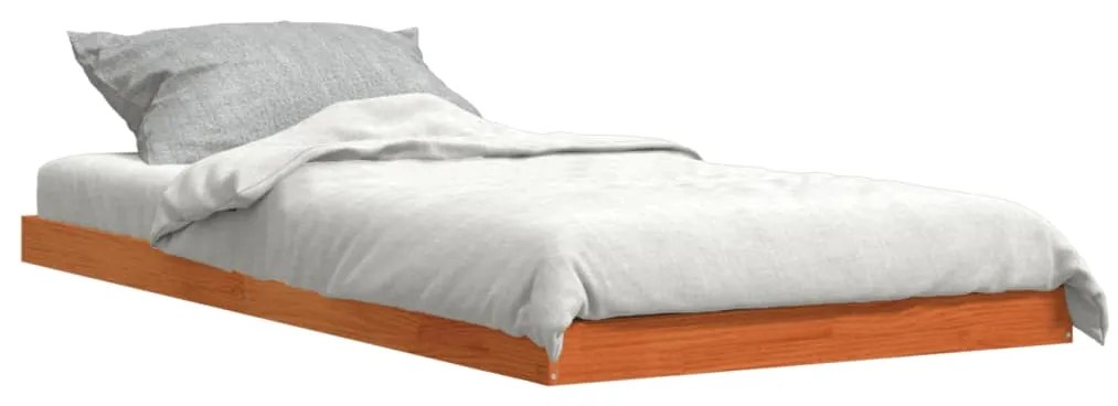 Estrutura de cama 90x200 cm madeira pinho maciça castanho cera