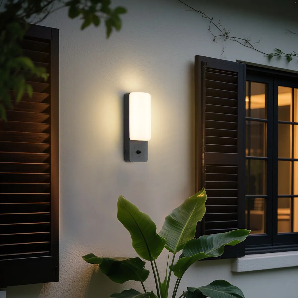 Candeeiro de Parede Exterior Preto com Sensor Crepuscular incl. LED - Shift