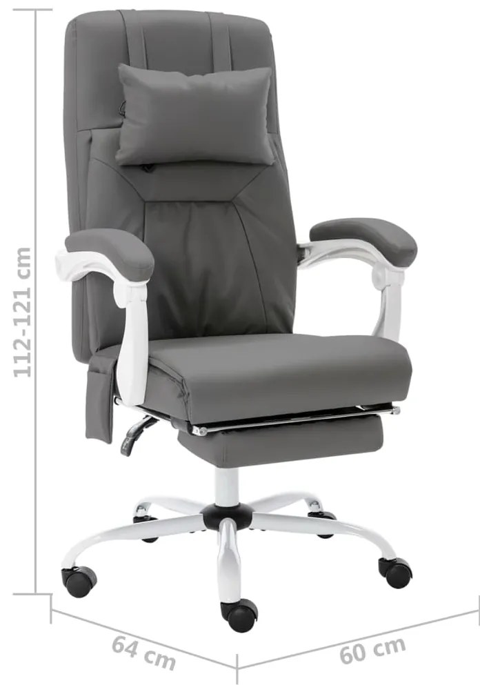 Cadeira escritório c/ função massagem couro artificial cinzento