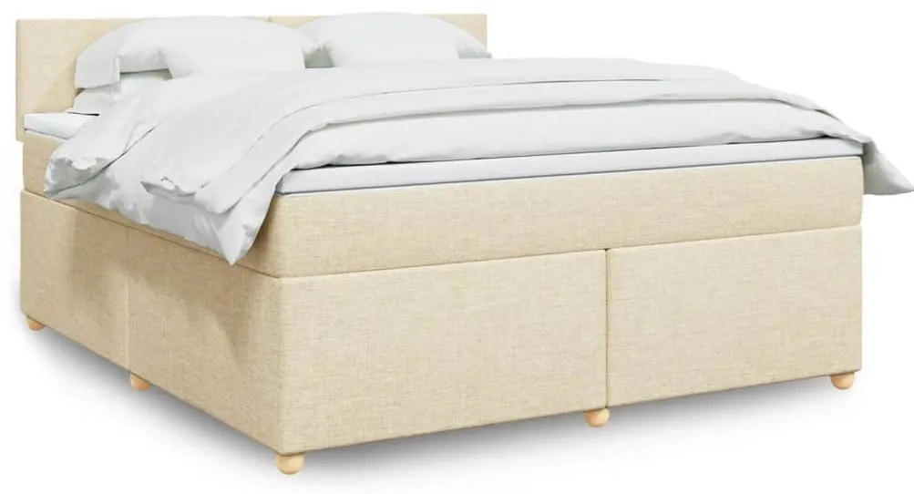 vidaXL Cama com molas/colchão 180x200 cm tecido cor creme
