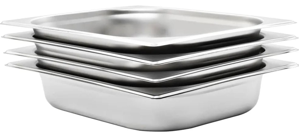 50887 vidaXL Recipientes gastronorm 4 pcs GN 1/2 65 mm aço inoxidável