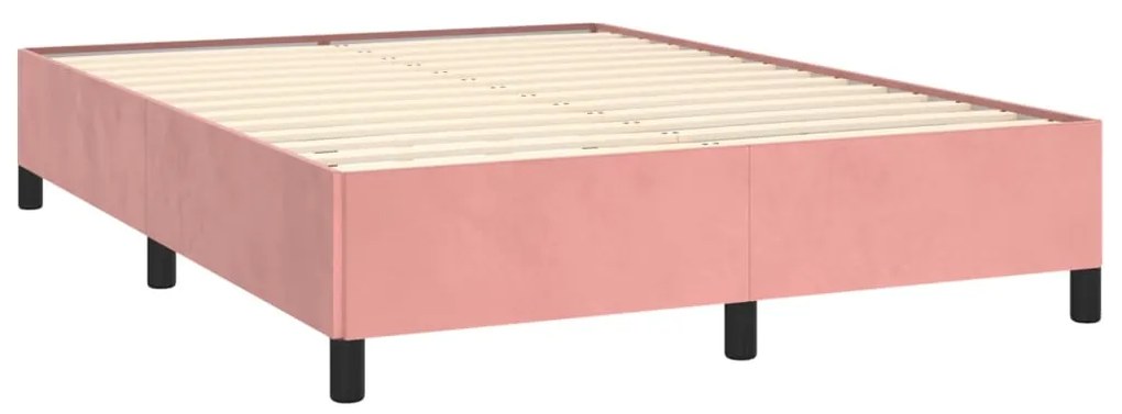 Estrutura de cama 140x190 cm veludo rosa