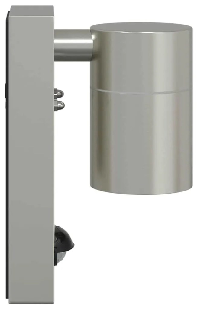 Luzes de Parede Externas com Sensor 2 pcs Prateado Aço Inoxidável IP44