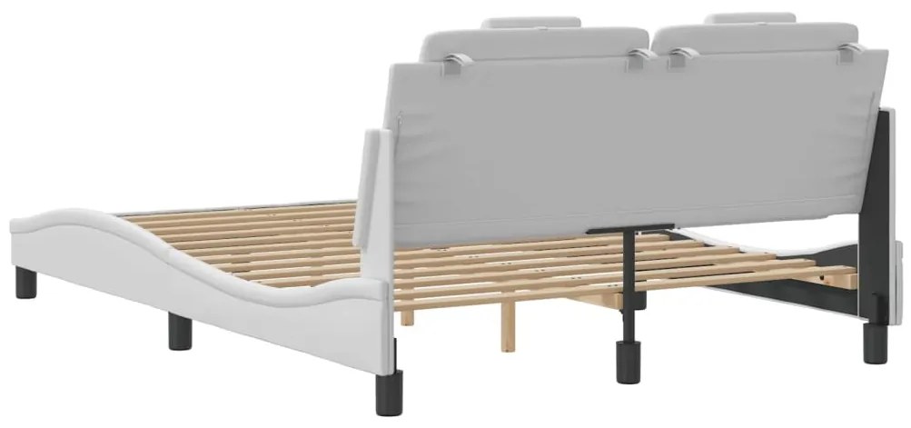 Estrutura cama c/ cabeceira 140x200 cm couro artificial branco
