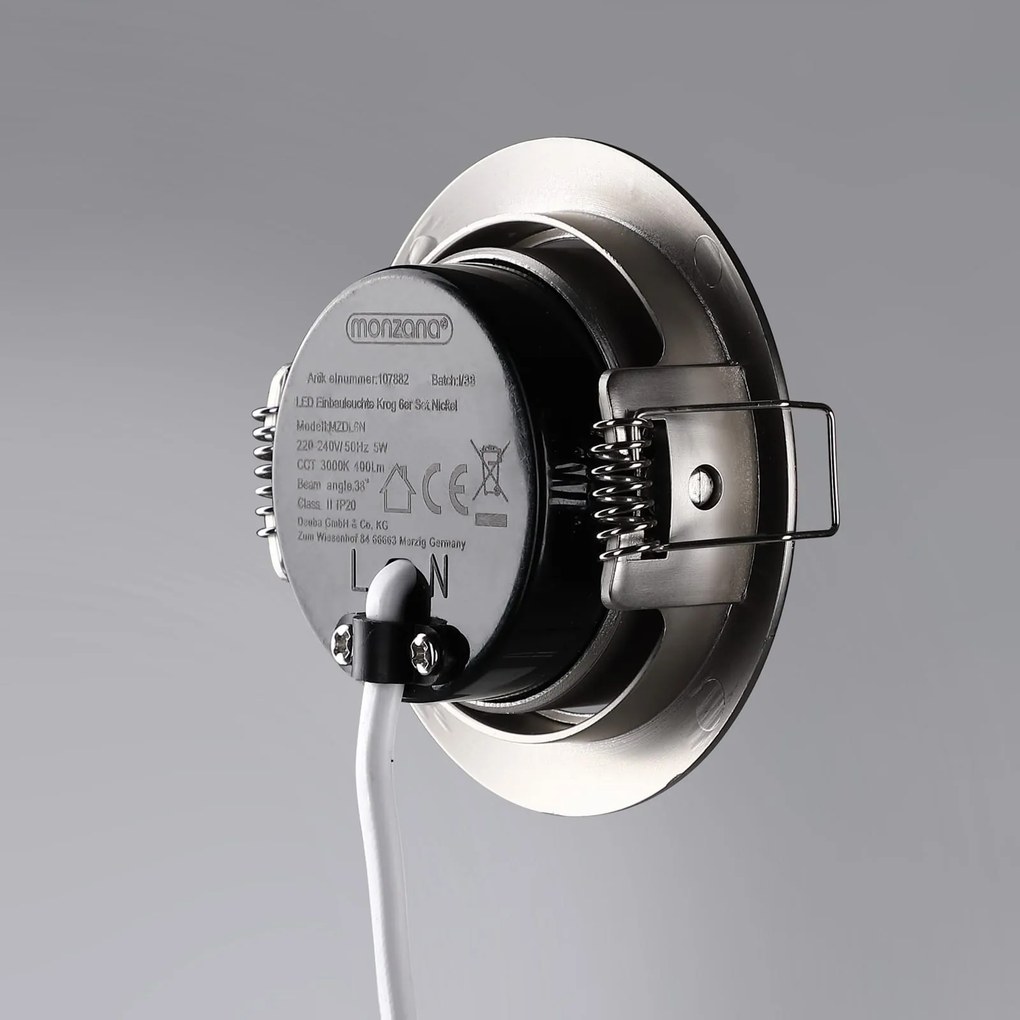 Conjunto de 6 luzes LED de encastrar Krog em níquel