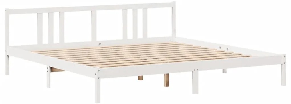 Cama com estante sem colchão 200x200 cm pinho maciço branco