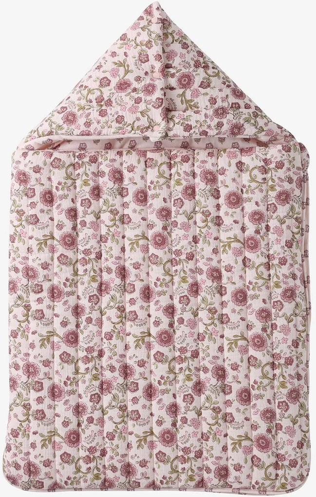 Ninho em gaze de algodão estampado rosa