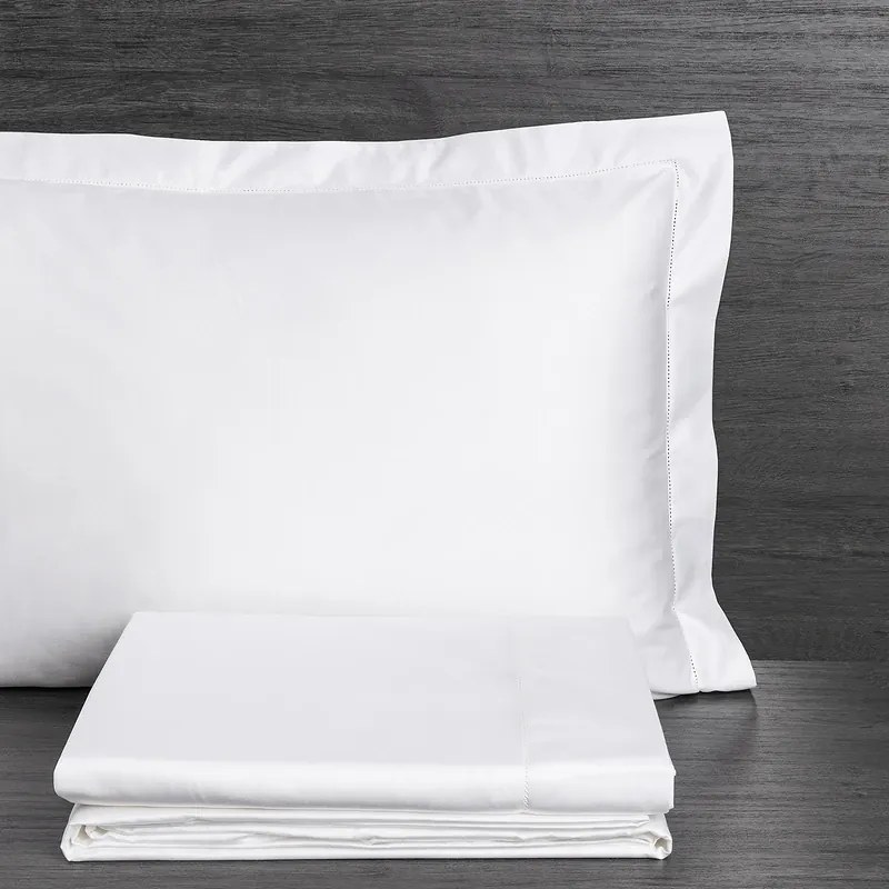 Cama 105x200 cm -  600 Fios - Jogo de lençóis 100% algodão cetim branco