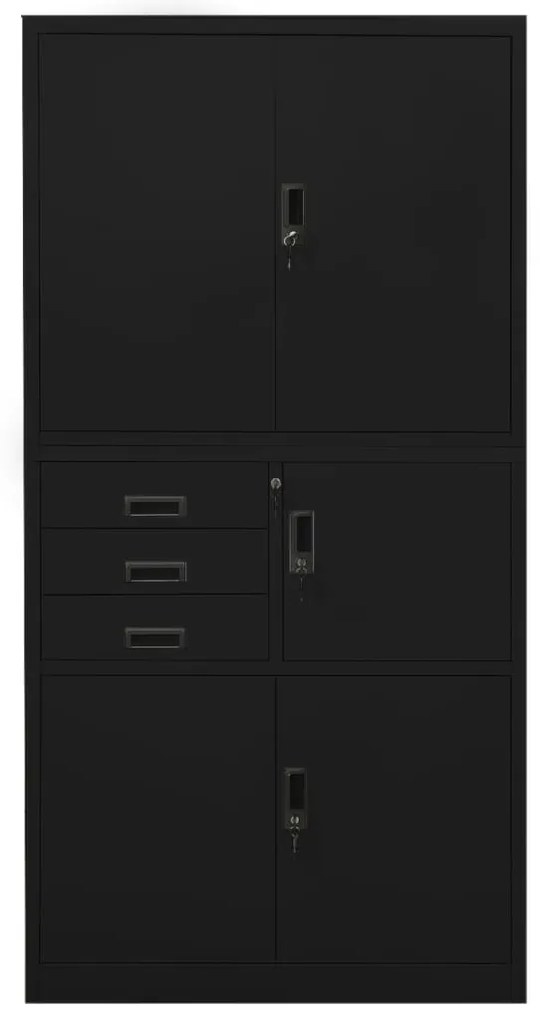 Armário de escritório 90x40x180 cm aço preto