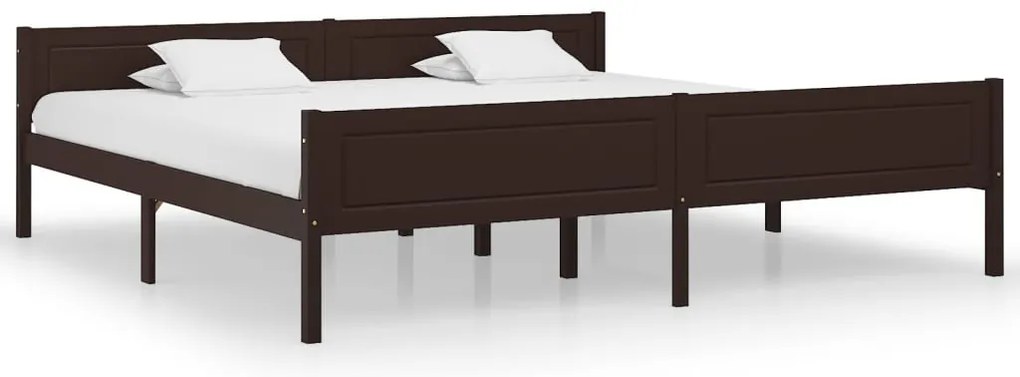 Estrutura de cama 200x200 cm pinho maciço castanho-escuro
