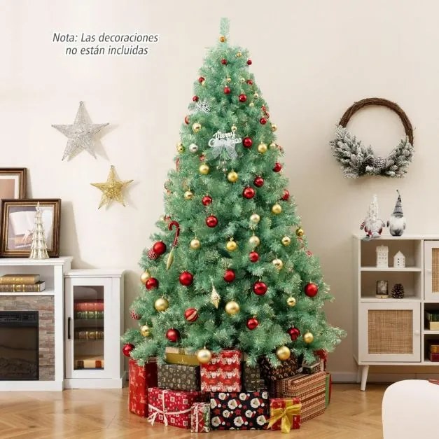 Árvore de Natal pré-iluminada de 225 cm artificial com 1300 pontas de ramos 550 luzes LED brancas quentes 8 modos Suporte verde