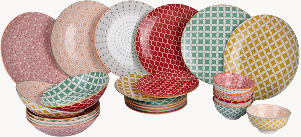 Conjunto de loiça em porcelana Confusion In Colors, 6 pessoas, conjunto de 24