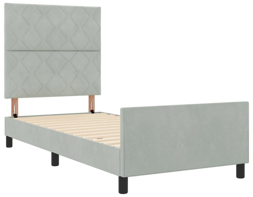Estrutura de Cama vidaXL Cinza Claro 90x190 cm Veludo