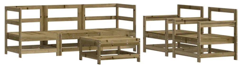 6 pcs conjunto lounge de jardim c/ almofadões pinho impregnado