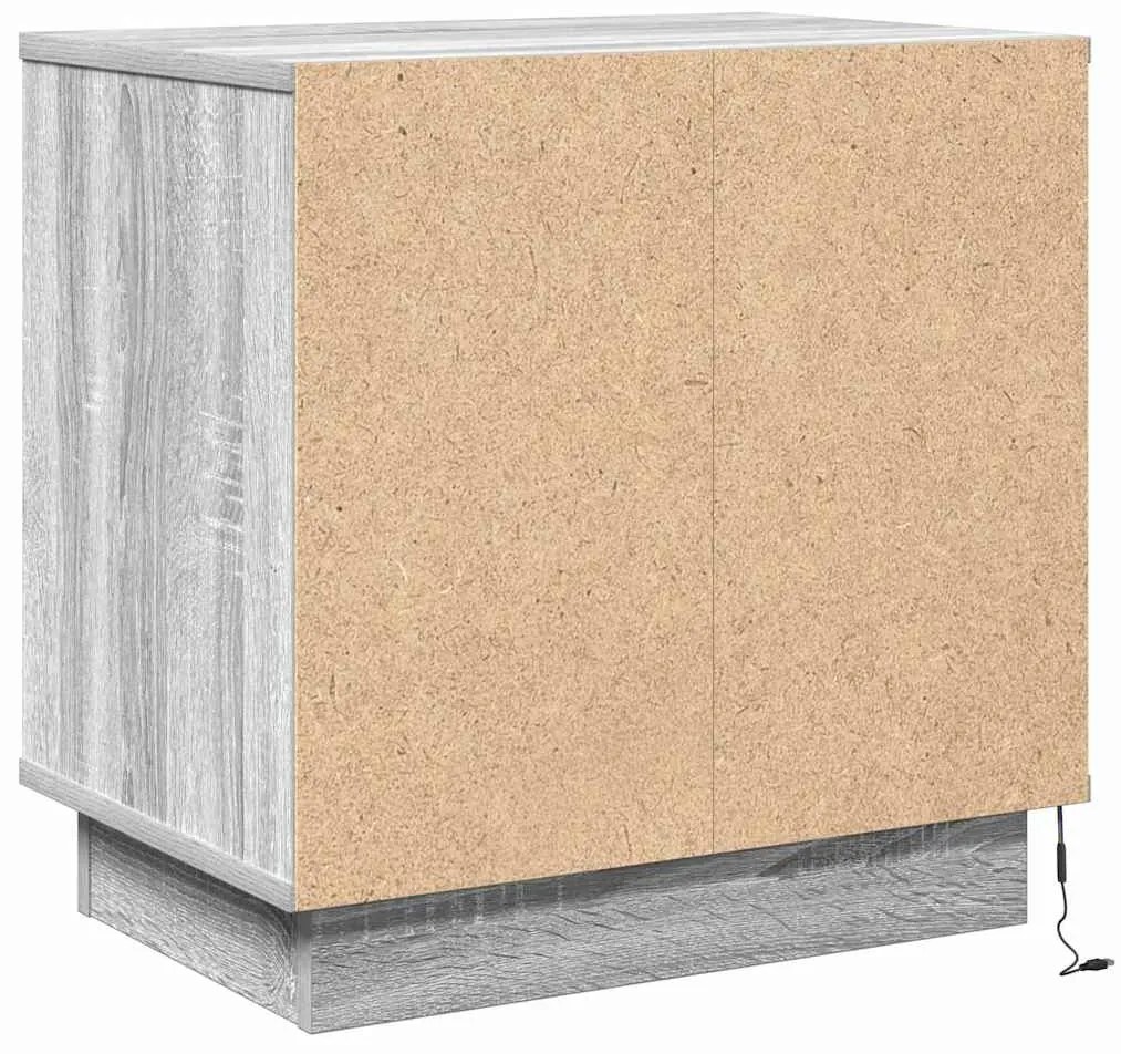Criado-mudo com LED Cinza Sonoma 50x34,5x50 cm