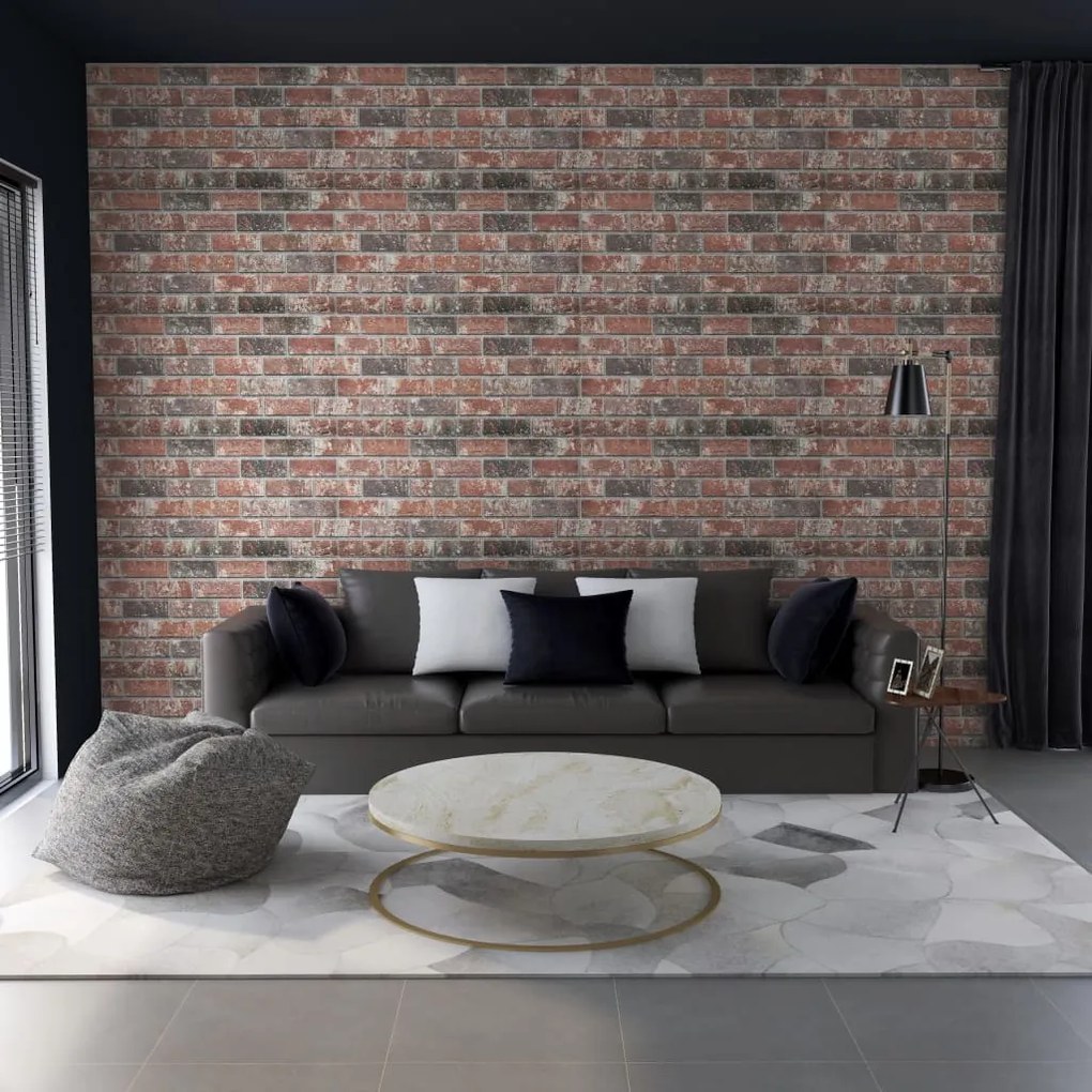147196 vidaXL Painéis parede 3D design tijolo castanho-escuro/cinza 11pcs EPS