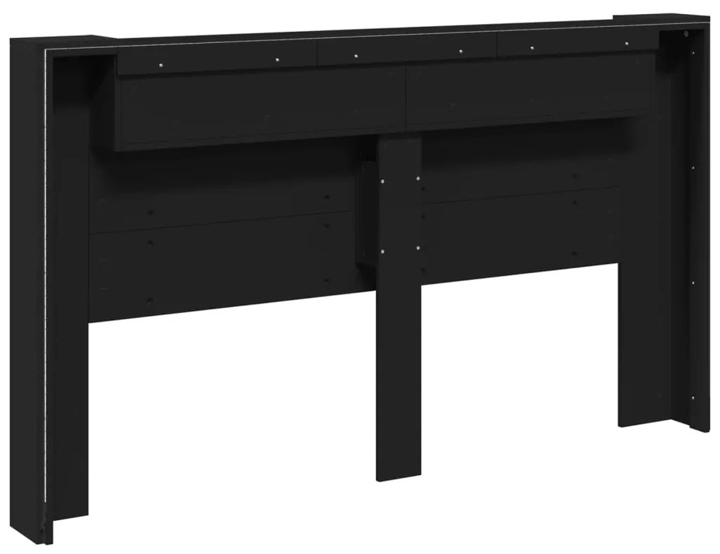 Armário de cabeceira com luzes LED 180x16,5x103,5 cm preto