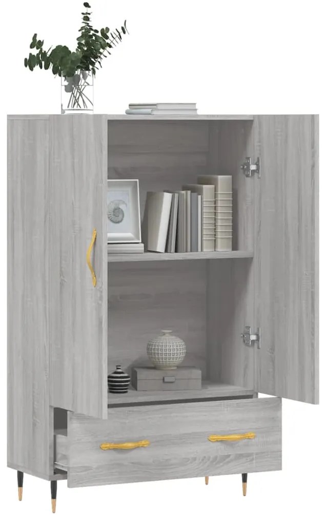 Armário alto derivados de madeira 69,5x31x115cm cinza sonoma