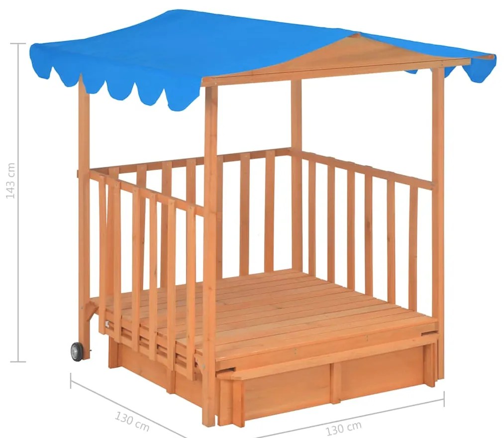 Casa de brincar infantil c/ caixa areia madeira abeto azul UV50