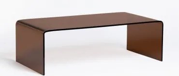 Mesa De Centro Retangular 110x55 Cm Em Vidro Temperado Crhis Castanho Caramelo - Sklum