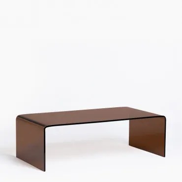 Rectangular Coffee Table 110x55 Cm In Tempered Glass Crhis Castanho Caramelo - Sklum