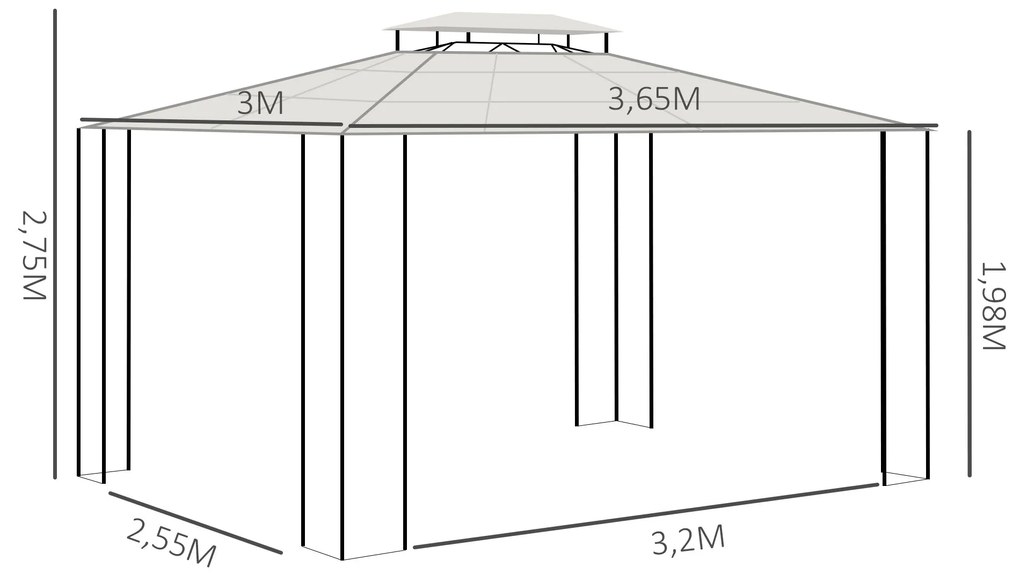 Outsunny Pérgola de Jardim 3,6x3m Pérgola de Exterior com Cobertura de