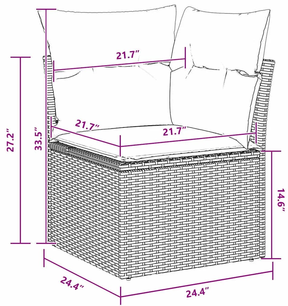 Conjunto de Sofá de Jardim de 9 Peças com Almofadas, Vime Preto e Acác